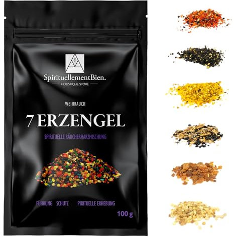 Weihrauch 7 Erzengel – Heiliges & Authentisches Harz in Körnerform 100 g – Für Räuchergefäß oder Duftbrenner – Führung – Schutz – Spirituelle Erhebung – Alternative zu Räucherstäbchen/-Kegeln