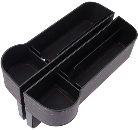 Qiwenr 2 Pcs Boîte de Rangement Pour Voiture, Organisateur de Siège de Voiture Noir Moderne avec Porte-Gobelet et Stockage pour Téléphones, Clés, Cartes, Portefeuille, etc.