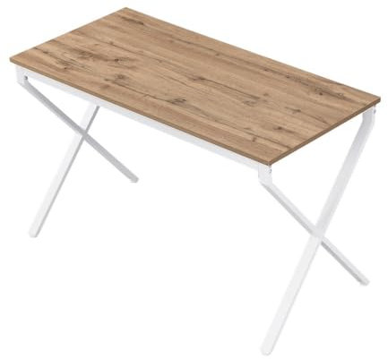 DUBI Möbel Esstisch Samuel, 120 x 60 cm, Küchentisch Holztisch mit X-Gestell weiß für Küche, Esszimmer, iSkandinavisches Design, Eiche, 4 Personen