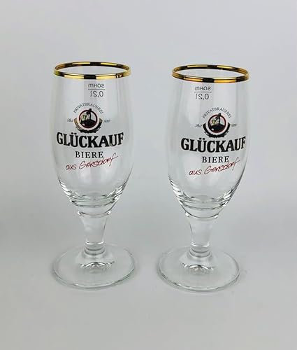 Glückauf Biere Gläser 0,2l / Bier Glas Bierglas Biergläser Bier Bar Gastro / 2er Set