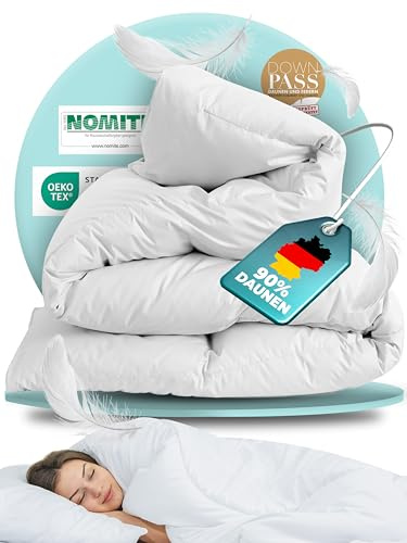 BEFA NATUR Daunendecke Ganzjahr 160x210 cm | 90% Daunen & 10% Federn | 790g Füllgewicht | Allergiker geeignet (NOMITE) | Tierwohl Zertifiziert (DOWNPASS) | Oeko-TEX Klasse 1 | Made in Germany