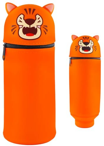 Silikon Federmäppchen, 2 in 1 Weiche Silikontasche Federtasche für Stifte, Kawaii Mäppchen Tiere, Reißverschluss, Schlampermäppchen, Federmappe und Stiftehalter, niedlicher Schulbedarf