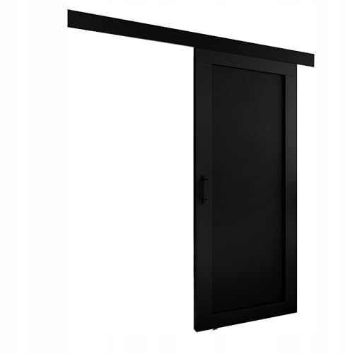 KIER FURNITURE Porte coulissante PALADIO Noir 96x205 cm | Porte coulissante avec rail, solution gain de place pour chambre, dressing ou séjour, montage stable et fluide