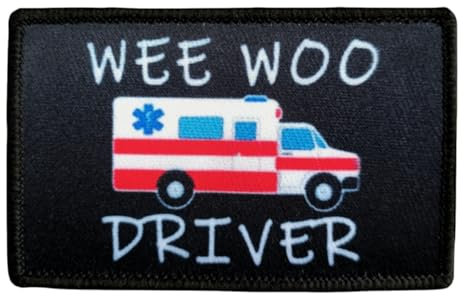 Klett Patches lustiger, 'WEE WOO DRIVER' Aufnäher mit Stickerei, Taktisch Militär Patch, Aufnäher für Taktische Kleidung Rucksack Baseballkappe Uniform