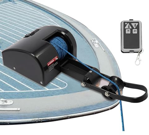 WHIPIN Cabrestante de Ancla eléctrico para Barco, cabrestante eléctrico de 12 V con Control Remoto, Kit de molinete de Ancla para Agua de mar, Motor de derivación, Cuerda de Seguridad incluida