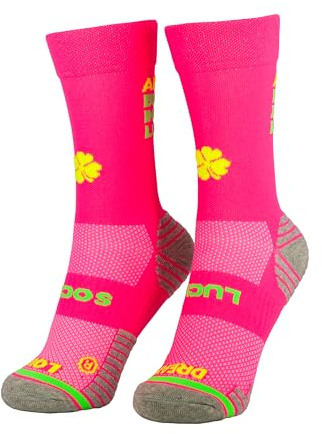 Lucky Socks – Chaussettes de course respirantes et antidérapantes pour homme et femme avec inscription motivante « Always believe in your luck »