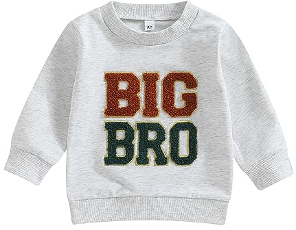 Hdjbinsk Baby Boys Fall Winter Sweatshirt Brothers Matching Pullover LIL/BIG Bro Print Sweatshirt Top Long Sleeve Letter Embroidery LIL/BIG Bro Brothers Matching Outfit