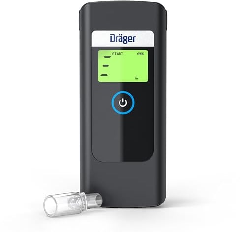Dräger Alcotest 1000 Alkoholtester - Präzision in kompakter Form | Enthält 6 austauschbare Mundstücke inkl. Aufbewahrungstasche - Staub- und Tropfwassergeschützer Promille-Tester