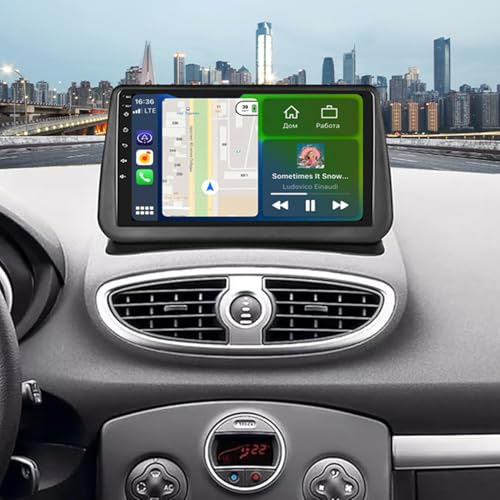 9 Autoradio para Renault Clio 3 2005-2014 Radio 2 DIN con Carplay Android Auto Pantalla TáCtil para Coche Bluetooth Navegación GPS FM/RDS WiFi SWC AHD Android 15 4+64G