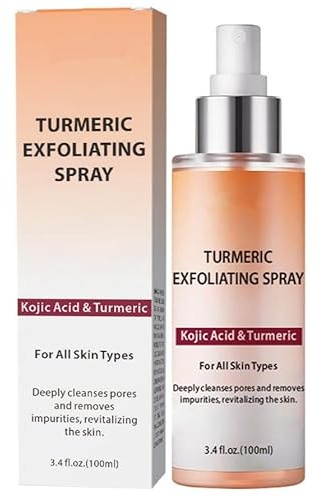 Kojisäure & Kurkuma Peeling-Körperspray, 100 ml – Verbessert Hautstruktur und -ton, reduziert Unreinheiten, beruhigt die Haut, sanfte Formel