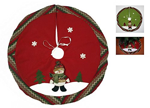 Alfombra rústica para cubrir la base del árbol de Navidad, dos versiones: rojo o verde