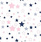 Pingianer 100x160cm Sterne 100% Baumwolle Baumwollstoff Kinder Meterware Handwerken Nähen Stoff (Weiß Rosa Blau, 100x160cm (11,99€/m))