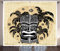 ABAKUHAUS Tiki Bar Rustikaler Vorhang, Maske Palm Verziert, Wohnzimmer Universalband Gardinen mit Schlaufen und Haken, 280 x 245 cm, Weiß Braun