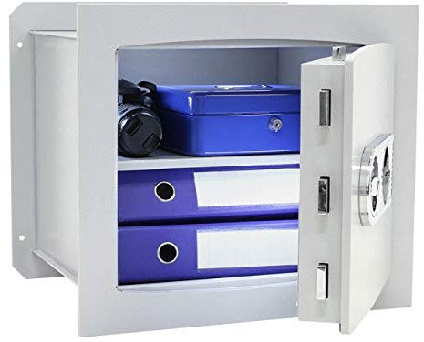 SafeHero Wandtresor Klasse 1 EN 1143-1 Secureo Strix 2 | H430xB490xT385 | Doppelbartschloss | umlaufender Feuerfalz | einfache Montage