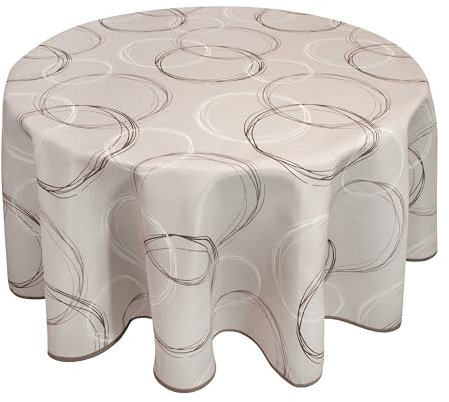 Valia Home Tischdecke mit Teflonbeschichtung für Innen- & Außenbereich anwendbar Wasser & Schmutzabweisend Dank verlässlichem Lotuseffekt - rund 140 cm beige