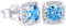 KRKC&CO Ohrstecker Silber 925 Damen, Viereckige Ohrringe Weißgold beschichtet, Iced Out Ohrschmuck mit Zirkonia Steine Blau/Weiß, allergiefreie Ohrringe, Geschenk für Frauen Mädchen, 7mm