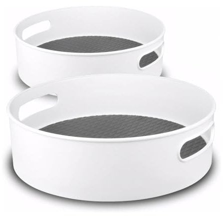 Semlos 2 Packs Turntable Lazy Susan Organizers, 9 and 12 Spice Rack Organisers for Kitchen Organization and Storage, Non-Slip Under Sink Organizers for Pantry, Cabinet, Office, Bathroom
