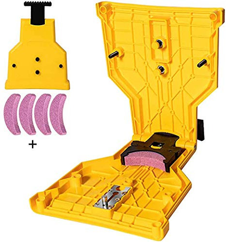 JSWS Chainsaw Sharpener, Chainsaw Teeth Sharpener with 5 Whetstone Work Fast Sharp Chain Saw Blade Sharpener Fit for 14/16/18/20 Inch Chainsaw Bar