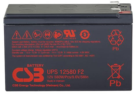 CSB UPS12580 F2 - Batteria al piombo AGM, 12 V, 9,4 Ah, 580 W