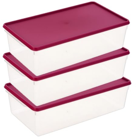 MiraHome Gefrierdosen XL 3x5L rechteckig pink – Vorratsdosen mit Deckel luftdicht – Transparente Frischhaltedosen mit Deckel – Aufbewahrungsbox Küche für Mealprep & Organisation – Austrian Quality
