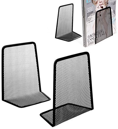 ZIRAN 1 paire en Métal Maille organisateur de Bureau Bureau Bureau Maison Serre-livres Porte-Livre Noir Porte-Livre-Métal