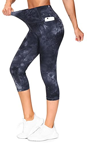 THE GYM PEOPLE Women's Capri Gym Leggings High Waist Yoga Pant with Pockets | Wide Elastic Waistband, Flat Seam, Smooth, Lightweight, 2 Side Pockets, Ultra-soft, Gusseted Crotch, Running Sports Fitness