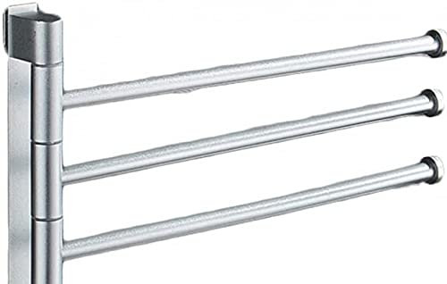 WANGLXST Towel Rail, Stainless Steel Wall Mounted Multiple Arm 360° Rotating Towel Holder, Bathroom Adjustable Towel Bar Hand Pull Out Towel Rack, Silver, 3 Arm