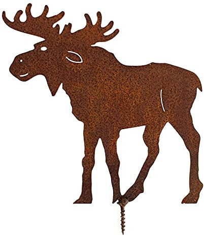 Manufaktur Lichtbogen Rost Elch zum Einschrauben Gartendeko aus Metall Edelrost Gartendekoration