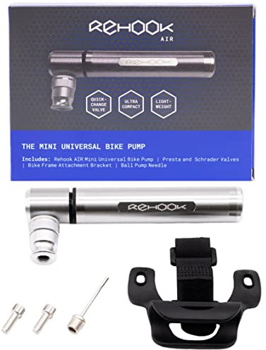 Rehook AIR - The Mini Universal Bike Pump for Cyclists - Cycling Pump with Presta and Schrader valves, fits all cycle valves