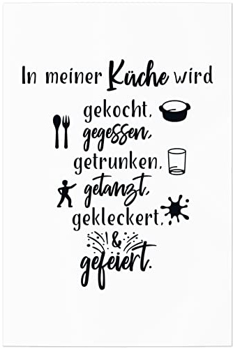 JUNIWORDS Poster, In meiner Küche Wird gekocht, gegessen, getrunken, getanzt, gekleckert & gefeiert, 60 x 90 cm