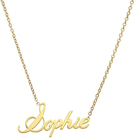 ANDANTE Premium Collection - Namenskette Sophie 14K Gold Edelstahl Halskette Personalisierte Kette mit Namen - längenverstellbar 43 cm - 48 cm
