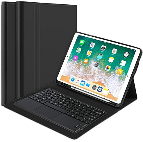 QYiiD Étui Clavier avec Pavé Tactile pour iPad Pro 12.9 2017/2015 (1eme / 2eme Génération), étui de Protection pour iPad Pro 12.9 avec pavé Tactile Clavier AZERTY Clavier sans Fil, Noir