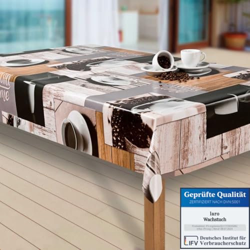 laro Wachstuch-Tischdecke Abwaschbar Garten-Tischdecke Wachstischdecke PVC Plastik-Tischdecken Eckig Meterware Wasserabweisend Abwischbar EZ, Muster:Kaffee. schwarz/braun, Größe:130x240