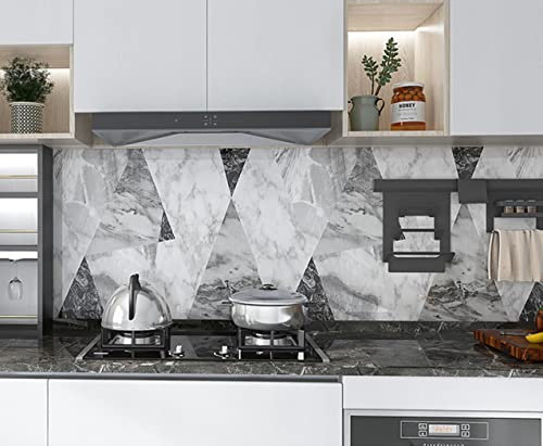 Buer Homie Papier peint adhésif, Marbre Gris Moderne 60 cm x 5 m, Pour décoration murale, rénovation des meubles plan de travail cuisine plan de lavabo salle de bain