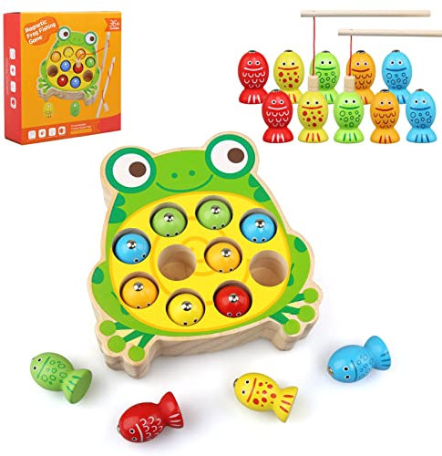 Ballery Holzspielzeug ab 1 Jahr, Magnetisches Angelspiel Holzspielzeug, Baby Motorik Spielzeug Montessori Sortierspiel Holzpuzzle Lernspielzeug für Kinder als Geburtztag Geschenk 3 4 5 Jahre