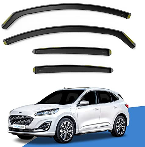 EdgeVisors Wind Deflectors | Fits: Ford Kuga MK3 (2020-onwards) 5 Door SUV 4pc Set | In-Channel Rain Guards for Wind, Rain & Sun Protection, Easy Installation - Tinted
