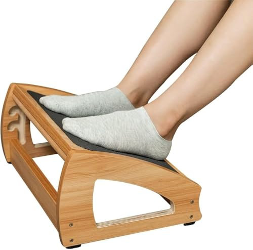StrongTek Repose-pieds réglable sous le bureau, repose-pieds ergonomique pour dessous de bureau avec 3 positions de hauteur, repose-pieds en bois avec surface antidérapante, repose-pieds réglable pour
