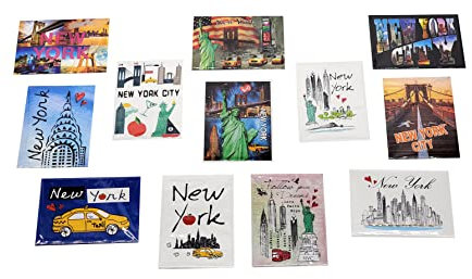 12 Set NYC (New York City) große Foto Souvenir Kühlschrankmagnete mit klassischen & künstlerischen Designs 6,3 x 8,9 cm - 12 Stück