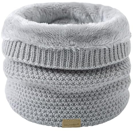 JFAN Schal kreuzgestrickter weich gefütterter doppellagiger warmer winddichter Winterschal(hellgrau,Einheitsgröße)