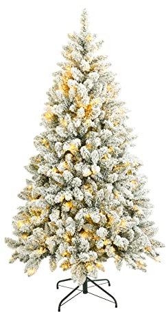 Rebecca Mobili Albero Di Natale Innevato, Albero Natalizio Con Luci Incorporate, 850 Rami, 300 Luci Led, Montaggio Semplice - Misure: 180 x 105 x 105 cm (HxLxP) - Art. RE6764