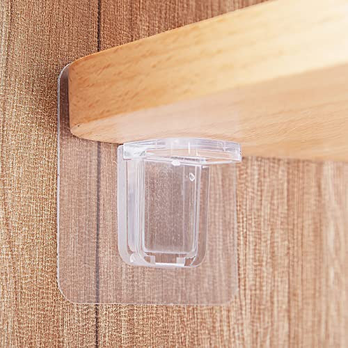 TNSLAND Schrankbodenhalter selbstklebend Transparent, 16Stk Schrankboden Halterung Selbstklebend, Verstärkt! Regalbodenträger Selbstklebend Fachbodenträger Ohne Bohren Einlegeboden Halter Klebend