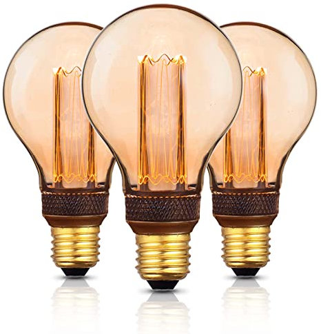 Belns Melns Edison Vintage Glühbirne E27 Dimmbar, E27 LED Vintage Design Birne, Retro Stil zur Stimmungsbeleuchtung, 230V 65LM 1800K extra warmweiß dimmbar, 3 Stück