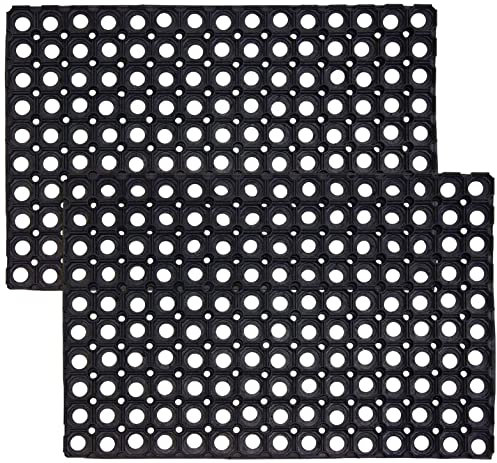 VL Rubber Door Mat 40x60cm – Textured Drainage Door Mats Outdoor with Quick-Dry Channels – Multi-Purpose Outdoor Mat for Entryway, Garden, Mudroom, Shed or Porch (Pack of 2)