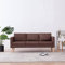 KOIECETA Sofa 3-Sitzer mit Rückenkissen Sitzkissen Zweisitzer Polstersofa Loungesofa Lounge Stoffsofa Sitzmöbel Wohnzimmer Stoff Holzrahmen Braun