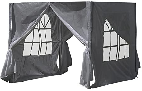 LEMROE Panneaux latéraux de tonnelle de 2 x 2 m, résistants à l'eau, 210D, paroi latérale de rechange avec fermetures éclair et fenêtres transparentes pour tonnelles de jardin (gris)