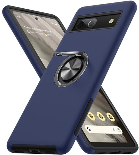 AOUIA für Google Pixel 7A Hülle mit 360° Magnetischer Drehbarer Ständer, [Fingerabdruck-resistent] [stoßfest] [Kratzfest] Kompatibel mit Google Pixel 7A (Dunkelblau)
