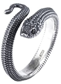 COPPERTIST.WU Ringe Sterling silber Frauen Männer，Hognose Schlangenring Verstellbare Ringe Gothic Vintage Ästhetischer Schmuck Geschenk (62)