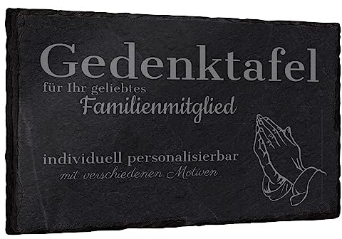 mtb more energy Gedenktafel Grabstein aus Schiefer mit Gravur - wähle passende Motive und Schriftarten - Rechteckig (30 x 20 cm) - Grabplatte Gedenkbild Kondolenzfeier