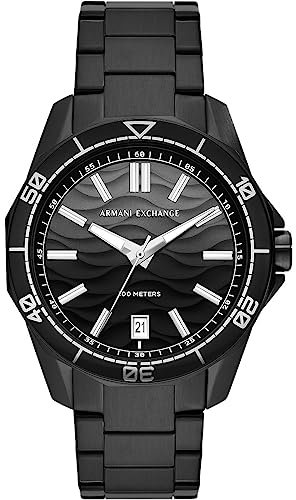 Armani Exchange Herrenuhr quarz/3-Zeiger datum Uhrwerk 44mm Gehäusegröße mit einem Edelstahlarmband AX1952