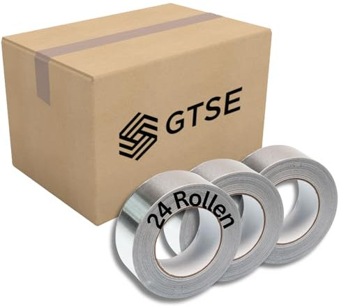 GOCABLETIES Aluminium Klebeband, 48 mm x 50 m, selbstklebendes Alu Klebeband, Aluklebeband hitzebeständig Band zum Versiegeln, Reparieren und Isolieren, Wasserbeständig Alu Klebeband, 24 Rollen
